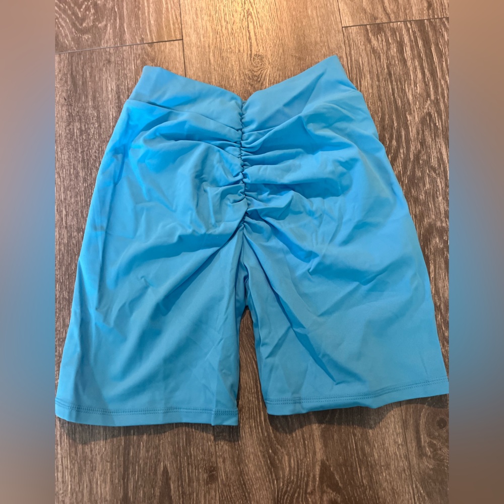 Bright Blue Ruched Shorts